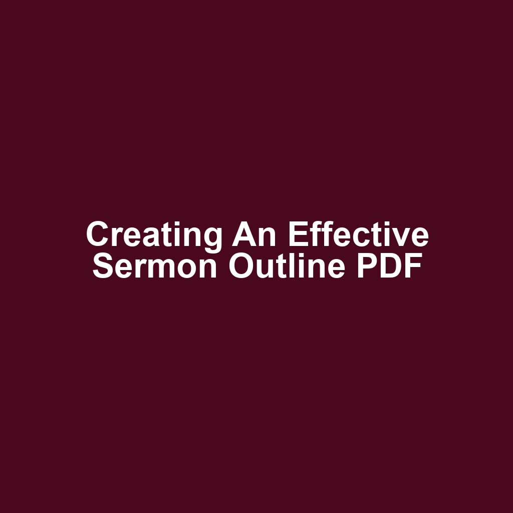 Creating an Effective Sermon Outline PDF
