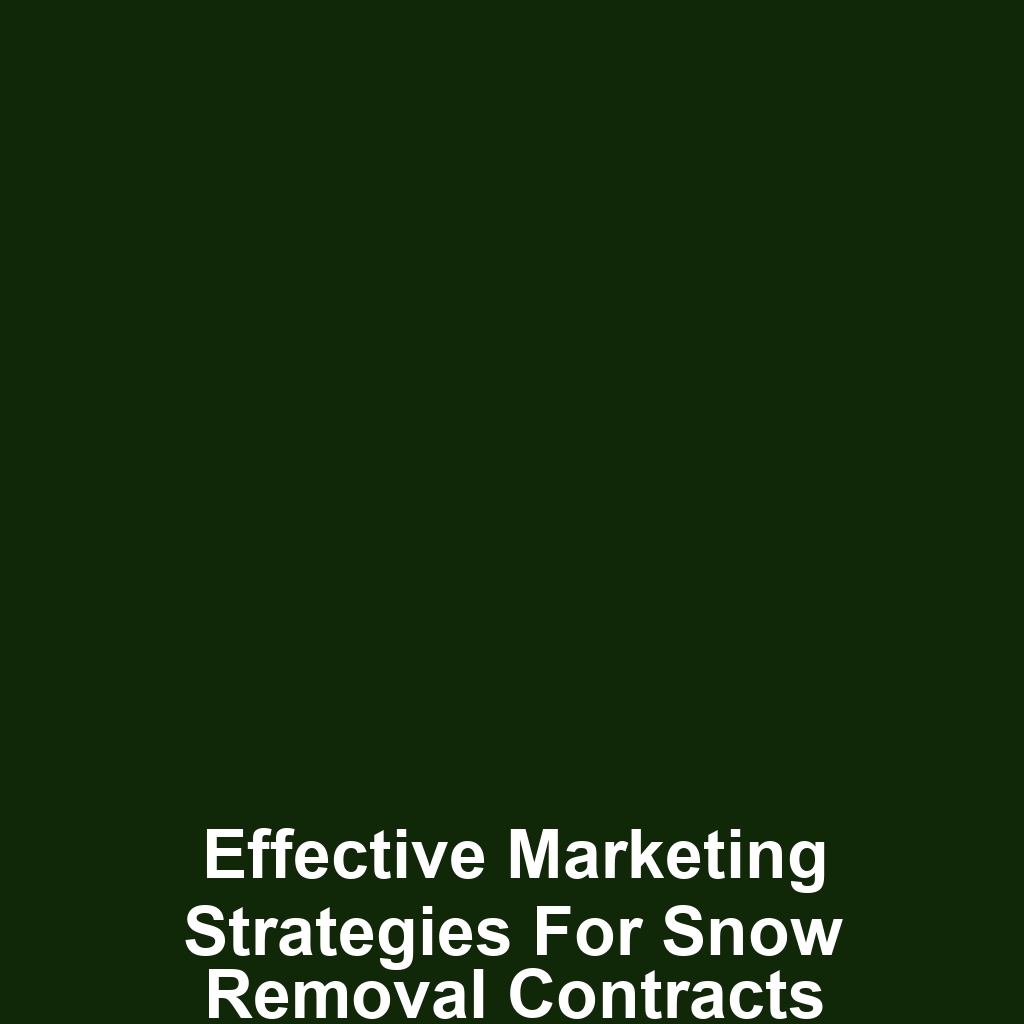 Effective Marketing Strategies for Snow Removal Contracts