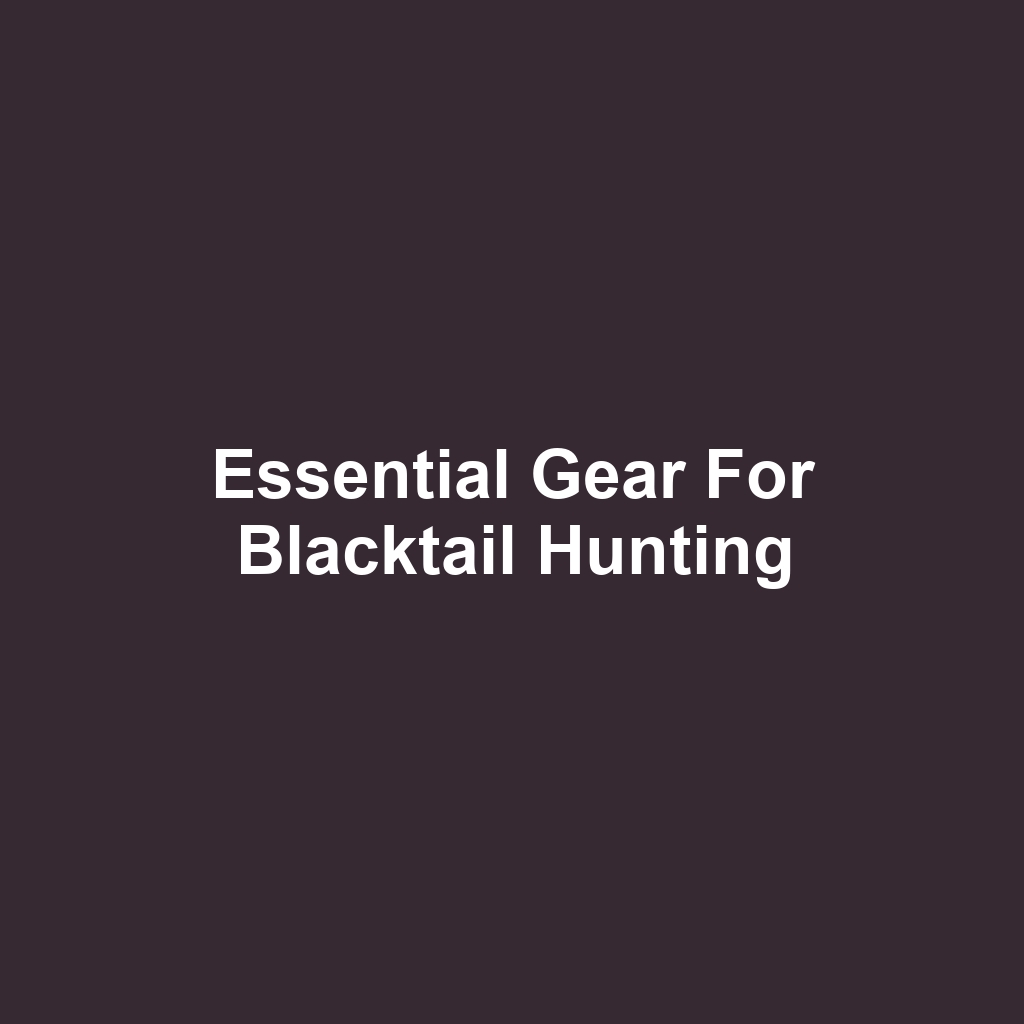 Essential Gear for Blacktail Hunting