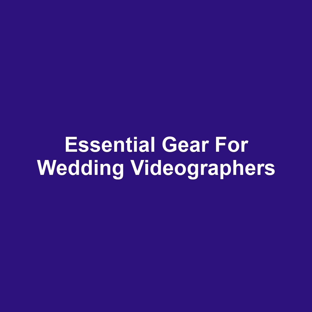 Essential Gear for Wedding Videographers