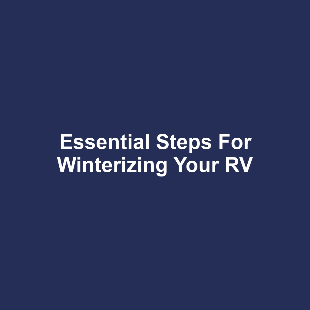 Essential Steps for Winterizing Your RV