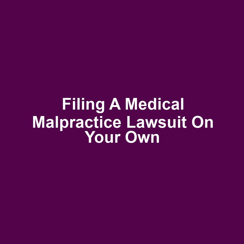 Filing a Medical Malpractice Lawsuit on Your Own