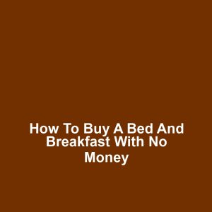 How to buy a bed and breakfast with no money