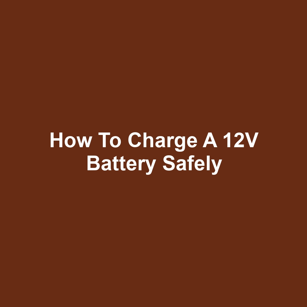 How to Charge a 12V Battery Safely