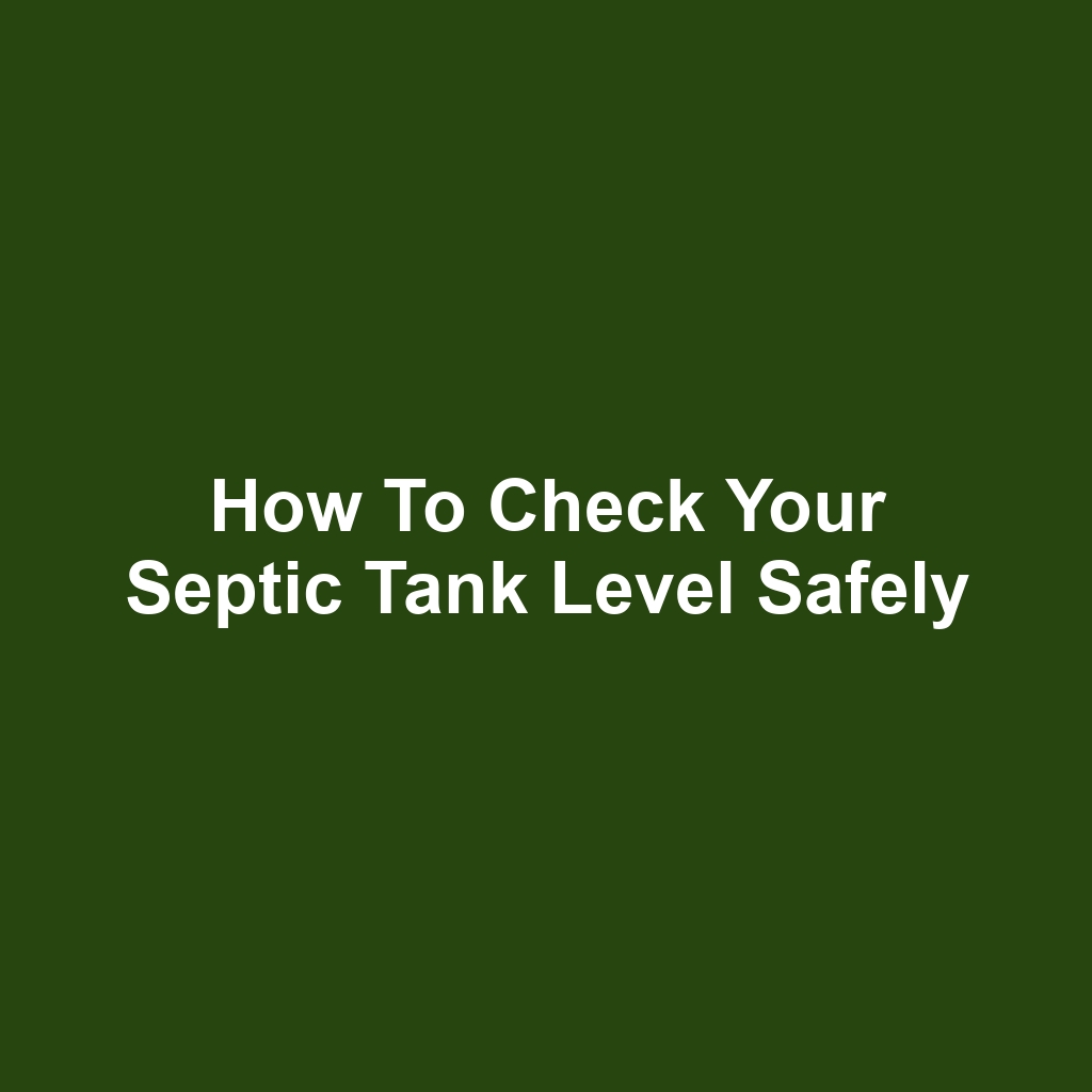 How to Check Your Septic Tank Level Safely
