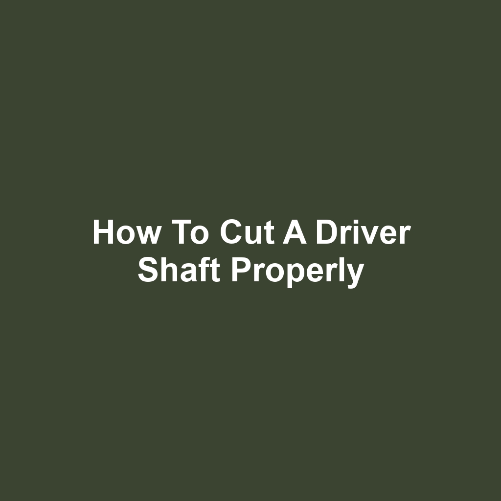 How to Cut a Driver Shaft Properly