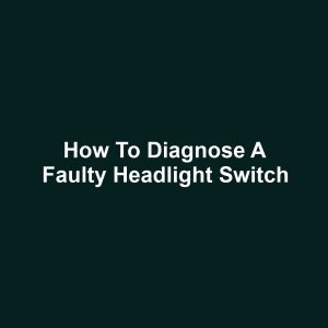 How to Diagnose a Faulty Headlight Switch