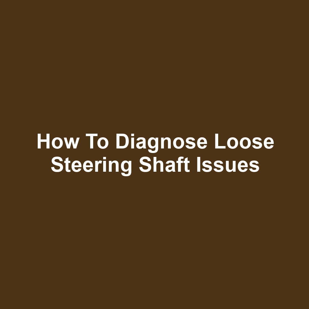 How to Diagnose Loose Steering Shaft Issues