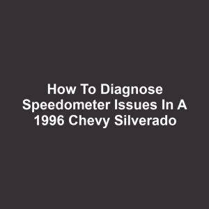 How to Diagnose Speedometer Issues in a 1996 Chevy Silverado