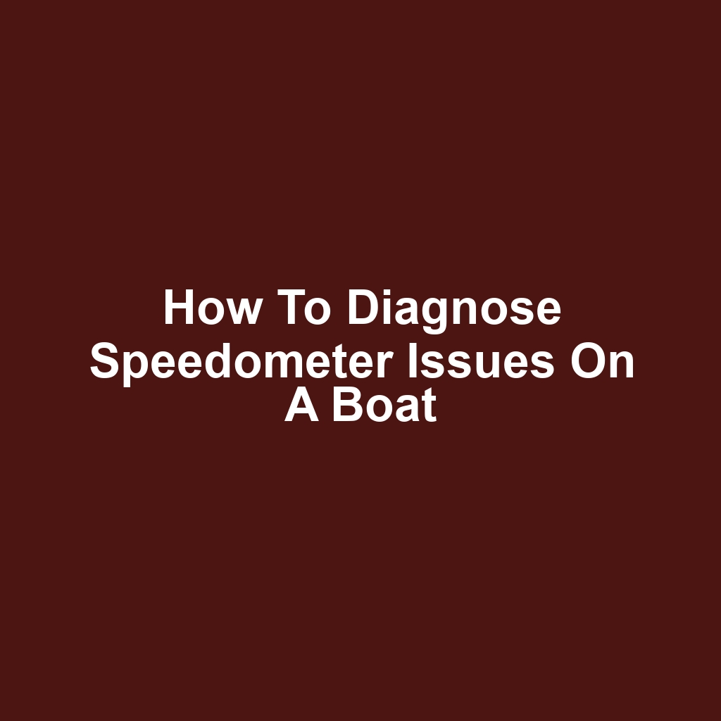 How to Diagnose Speedometer Issues on a Boat
