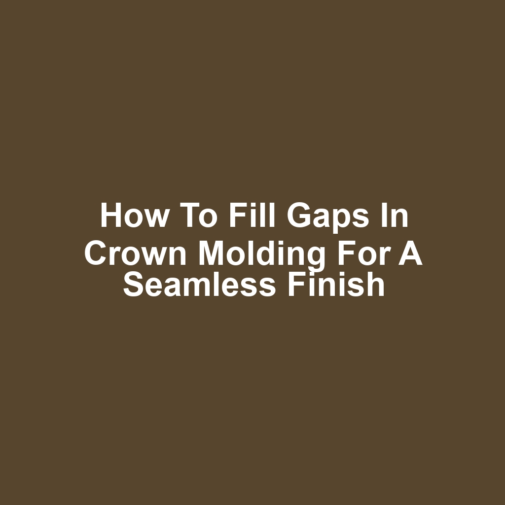 How to Fill Gaps in Crown Molding for a Seamless Finish