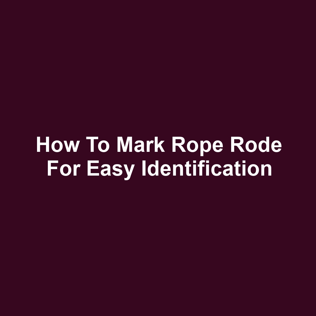 How to Mark Rope Rode for Easy Identification