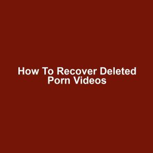How to Recover Deleted Porn Videos