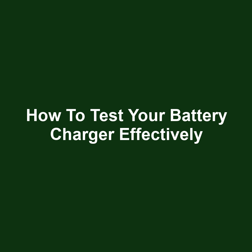 How to Test Your Battery Charger Effectively