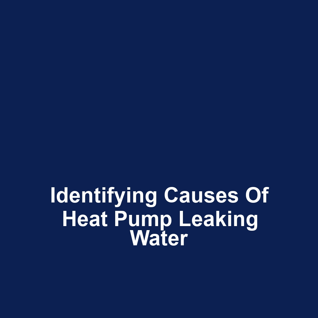 Identifying Causes of Heat Pump Leaking Water