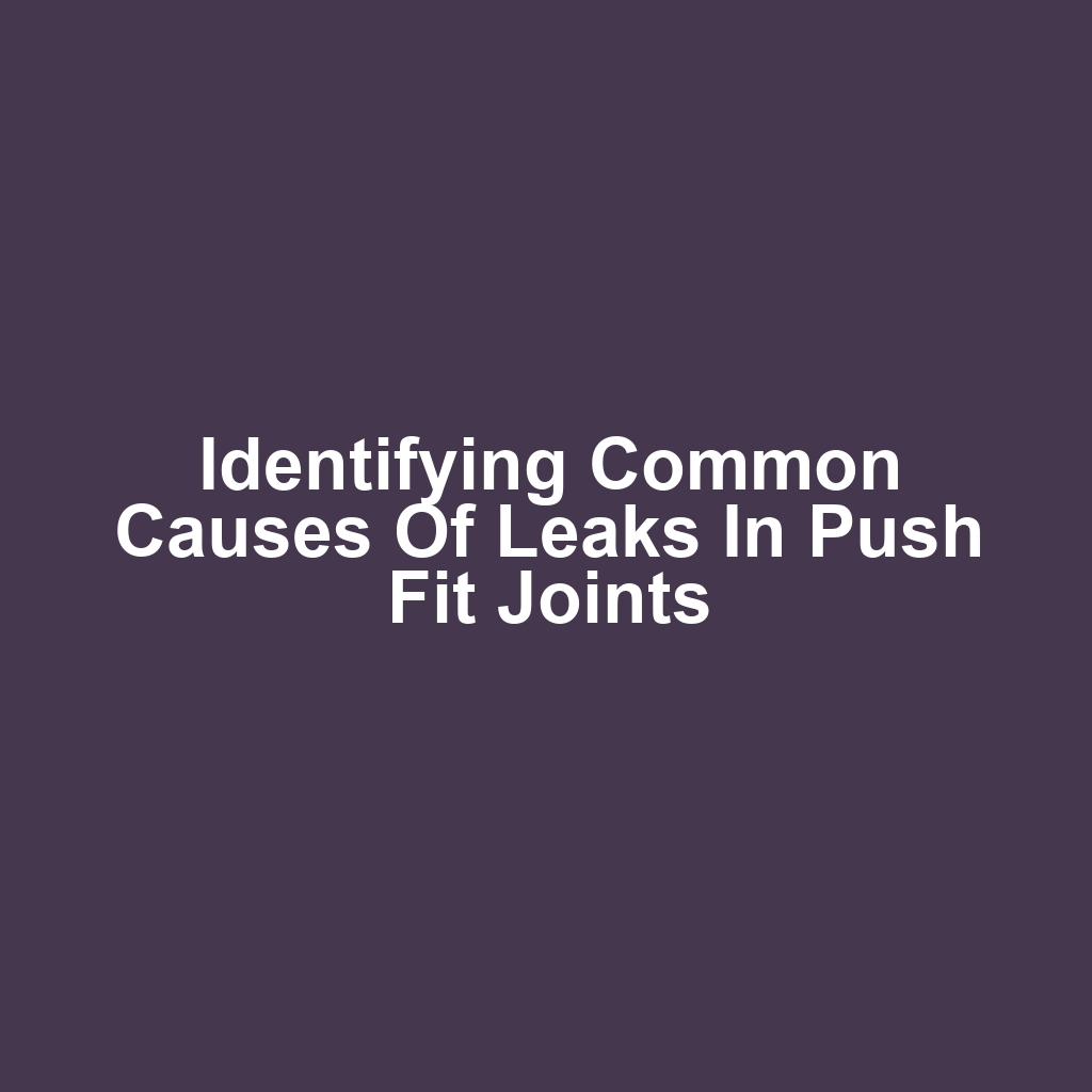 Identifying Common Causes of Leaks in Push Fit Joints