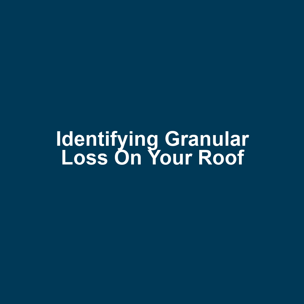 Identifying Granular Loss on Your Roof
