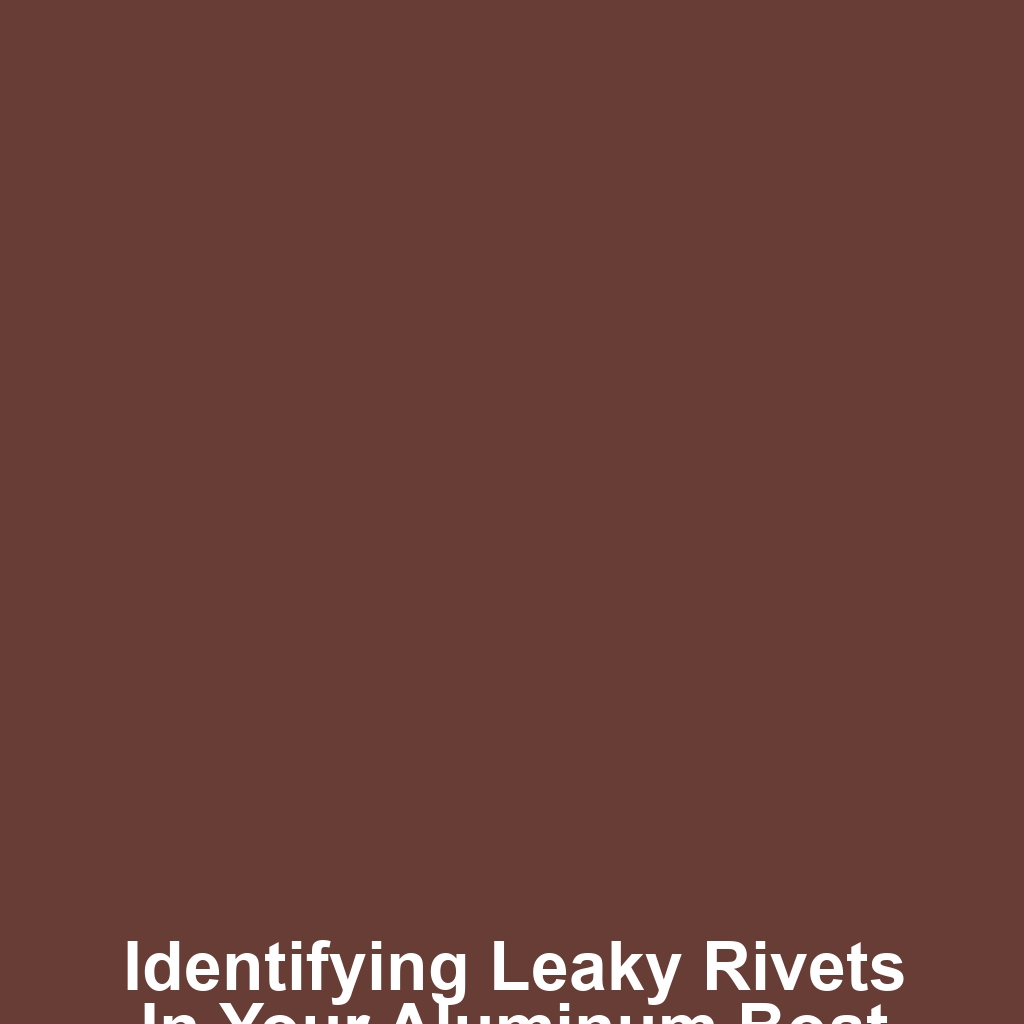 Identifying Leaky Rivets in Your Aluminum Boat
