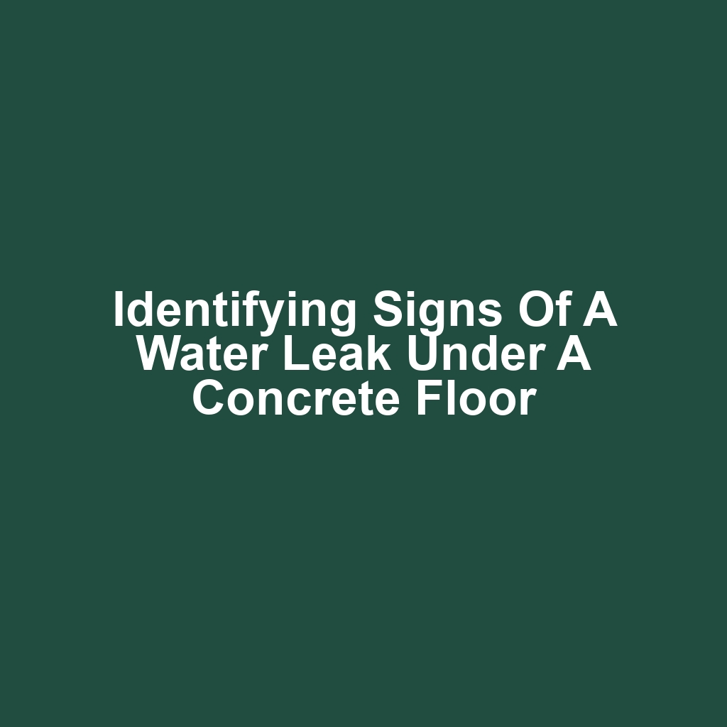 Identifying Signs of a Water Leak Under a Concrete Floor