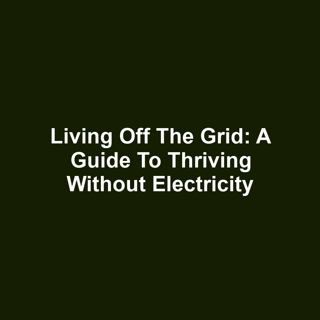 Living Off the Grid: A Guide to Thriving Without Electricity