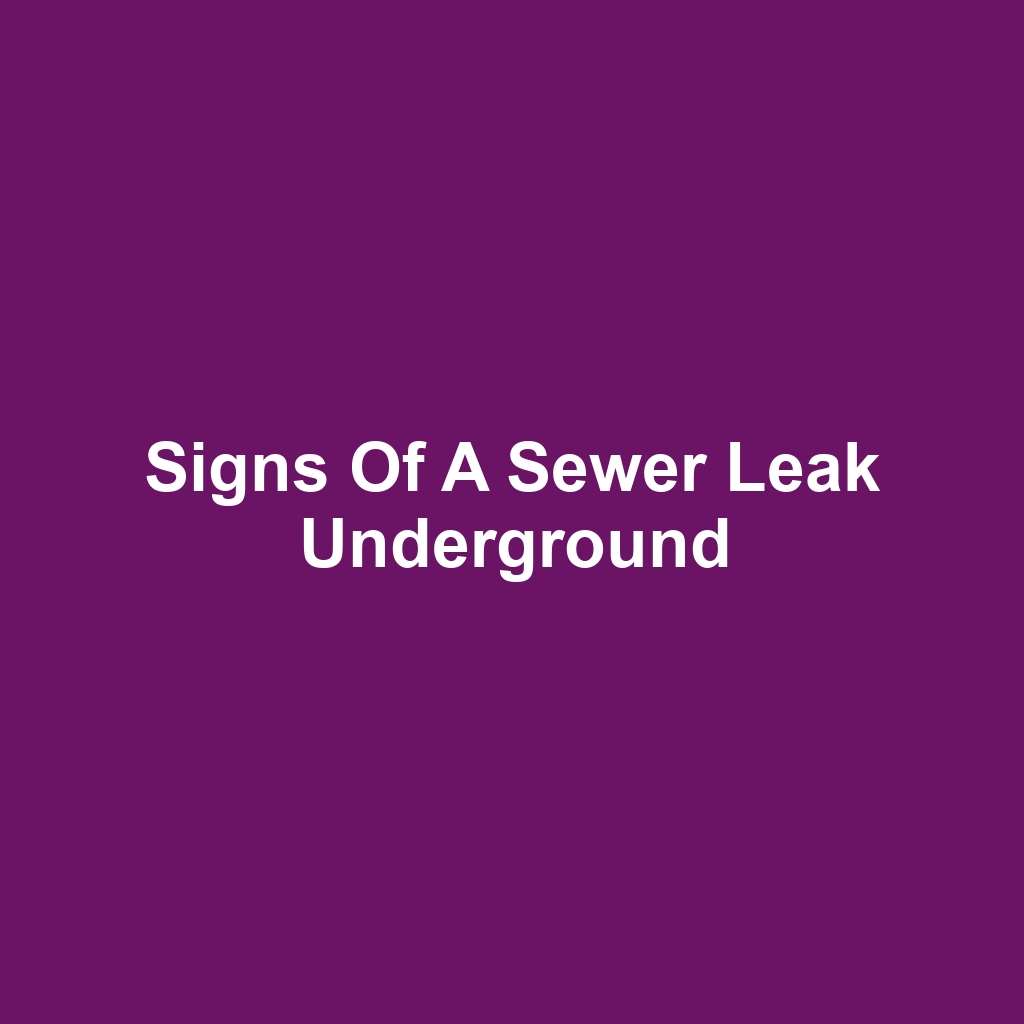 Signs of a Sewer Leak Underground
