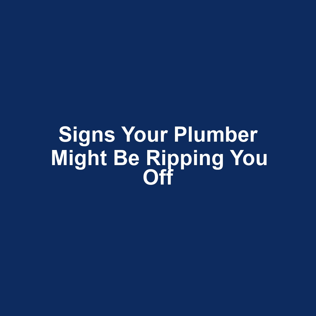 Signs Your Plumber Might Be Ripping You Off