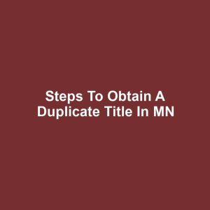 Steps to Obtain a Duplicate Title in MN