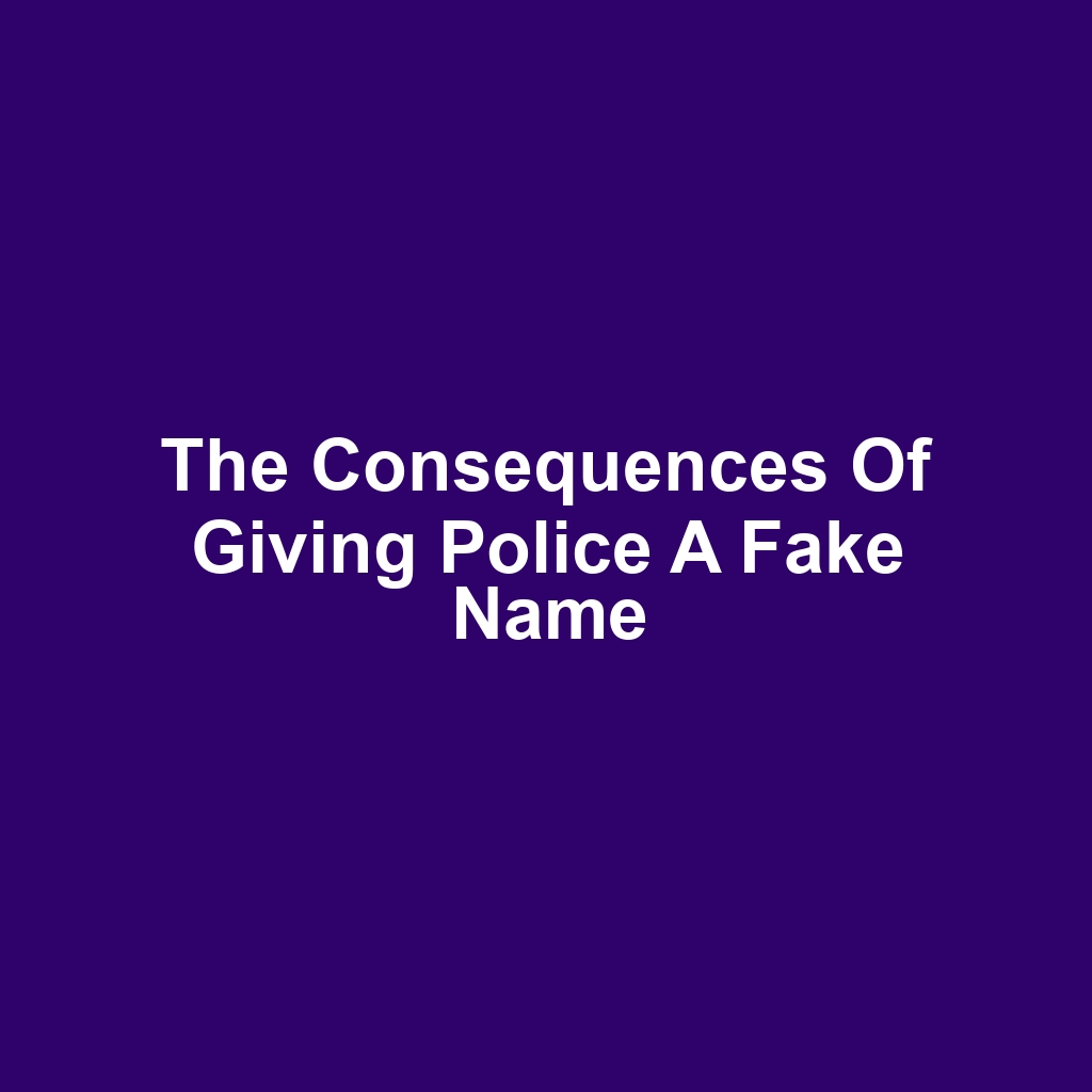The Consequences of Giving Police a Fake Name