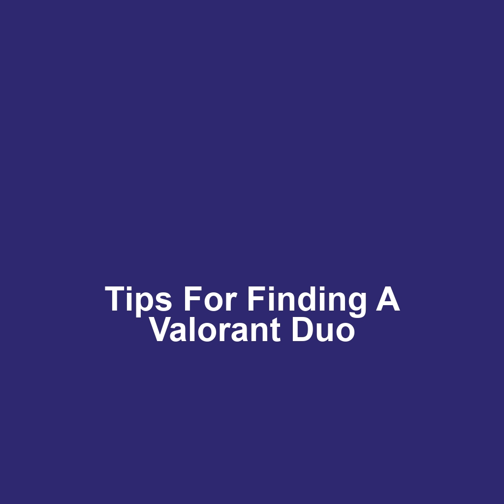 Tips for Finding a Valorant Duo