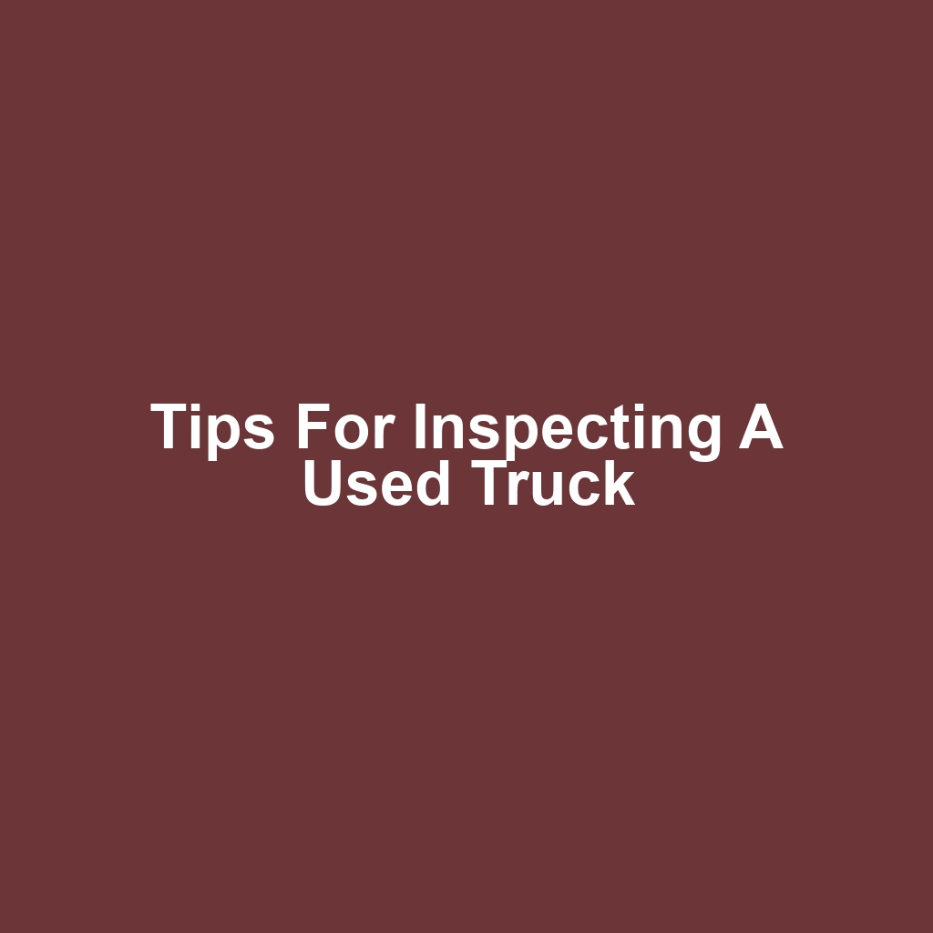 Tips for Inspecting a Used Truck