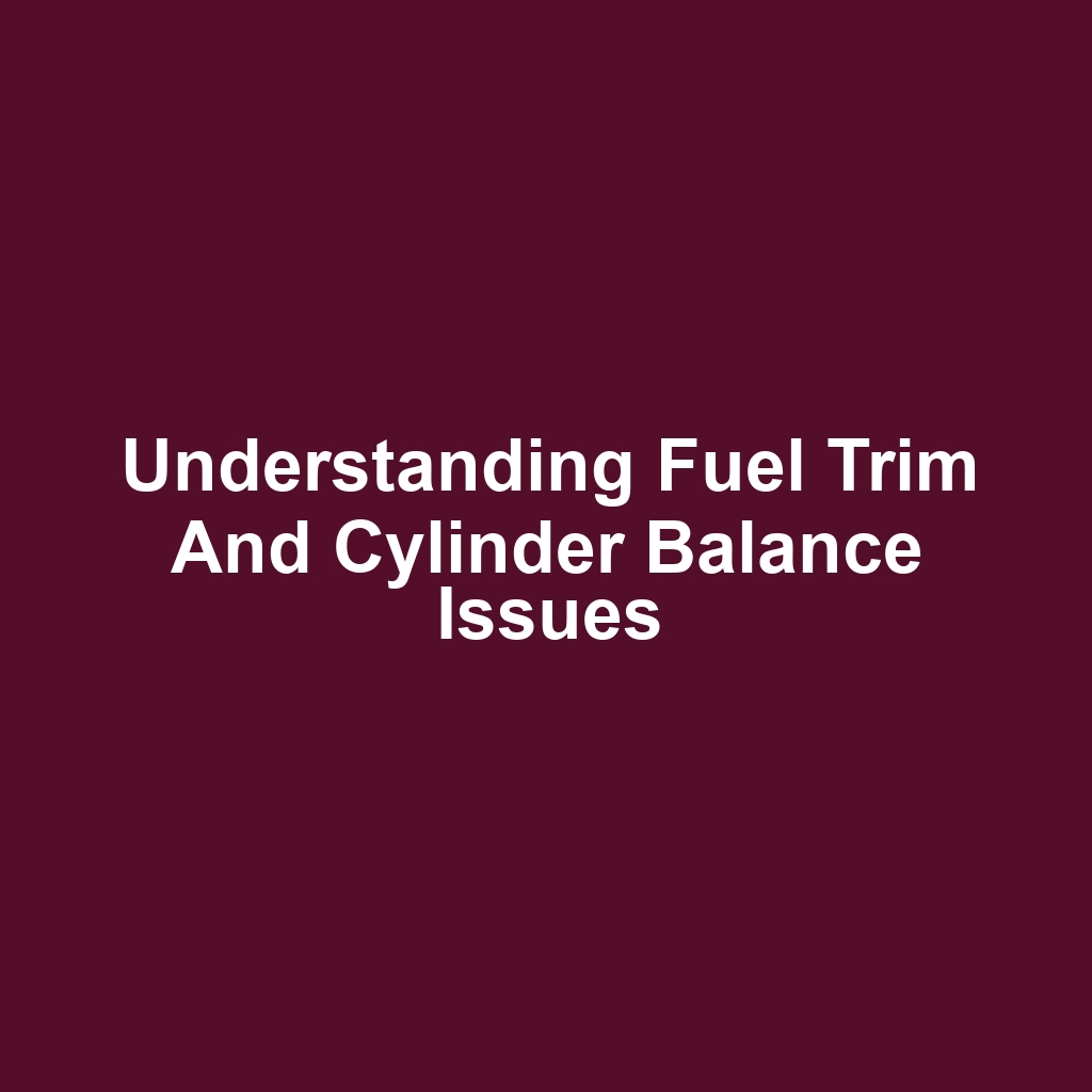 Understanding Fuel Trim and Cylinder Balance Issues