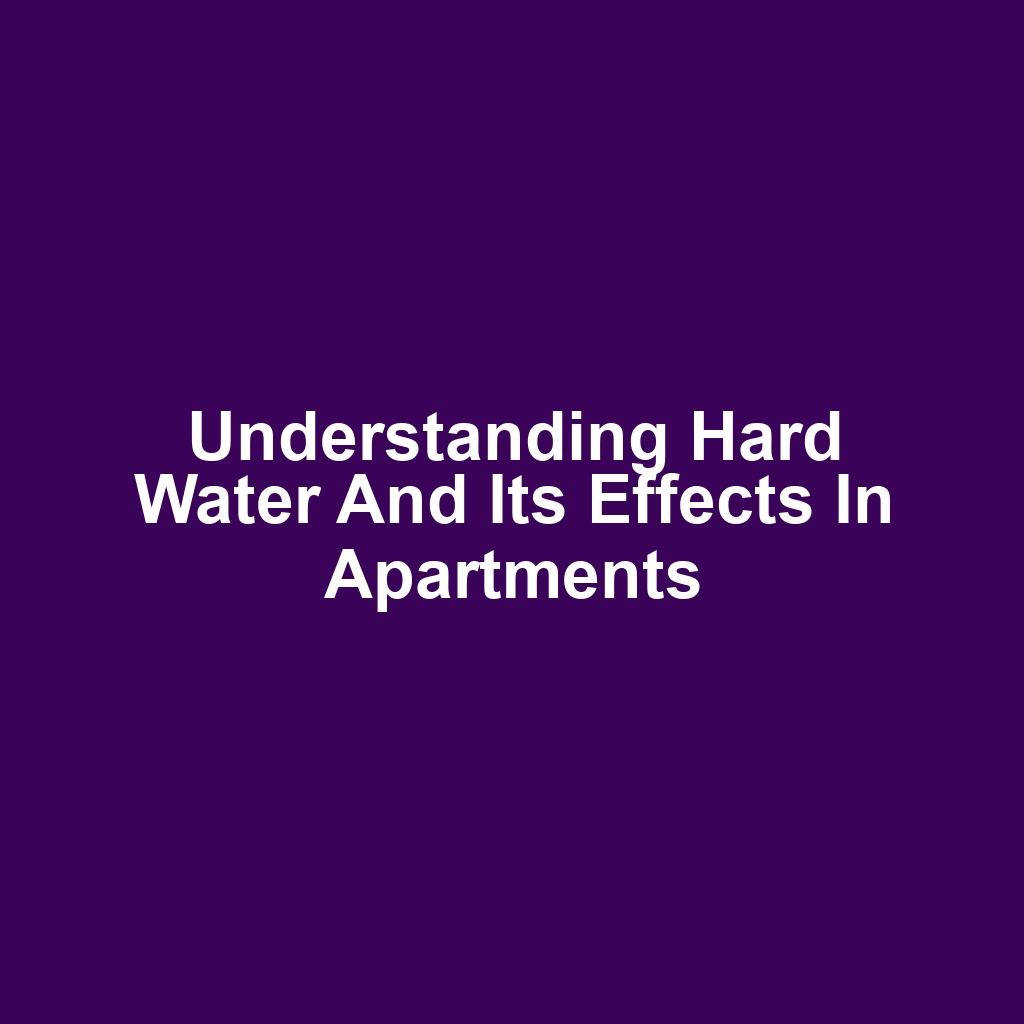 Understanding Hard Water and Its Effects in Apartments
