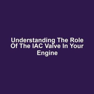 Understanding the Role of the IAC Valve in Your Engine