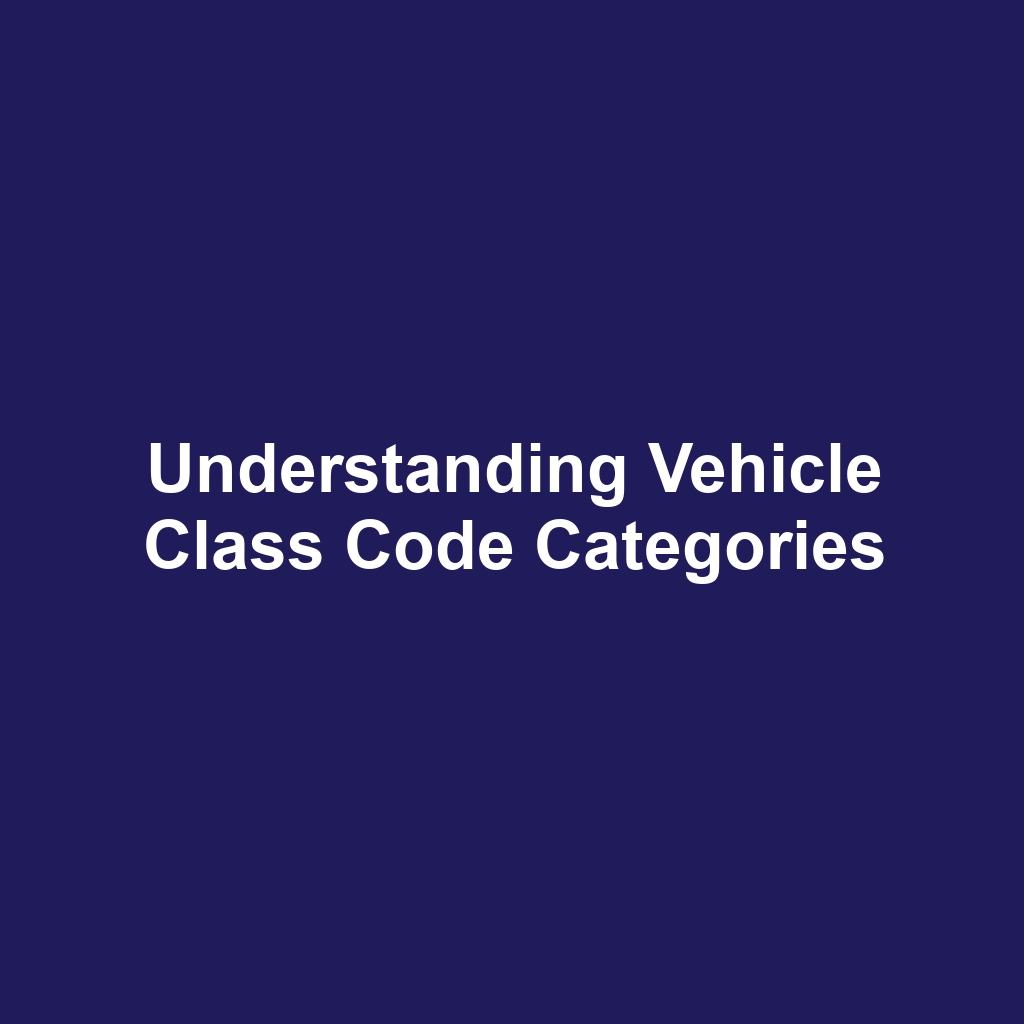 Understanding Vehicle Class Code Categories